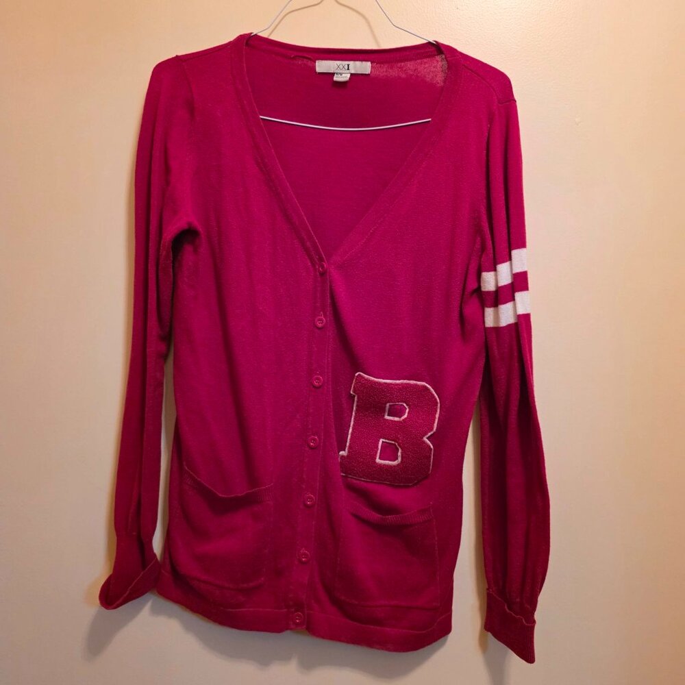 XXI Red Varsity Cardigan w/Letter B, Pockets M